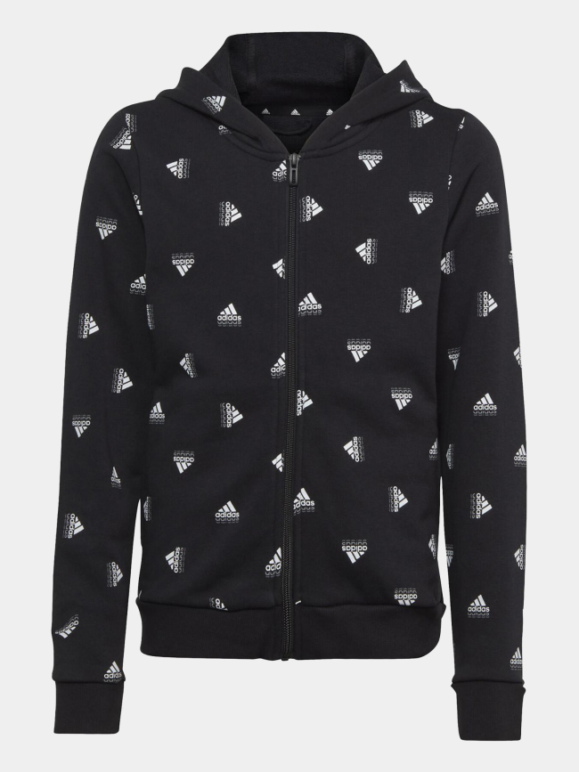 Sweat zippé à capuche bluv multi-logo noir fille - Adidas