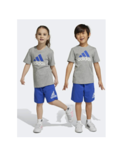 Ensemble short t-shirt big logo gris bleu enfant - Adidas