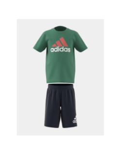 Ensemble short t-shirt logo vert bleu marine enfant - Adidas