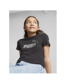 T-shirt essential logo argenté noir fille - Puma