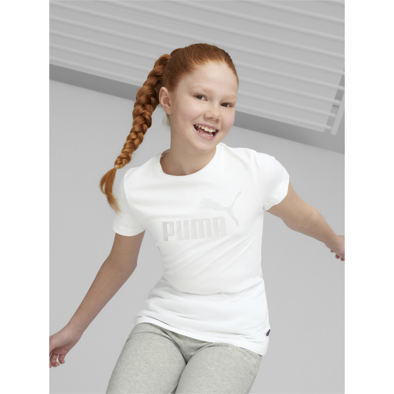T-shirt essential logo argenté blanc fille - Puma