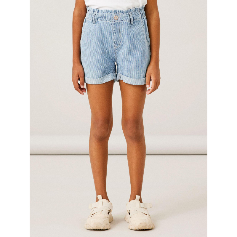 Short rayé taille haute bella bleu fille - Name It