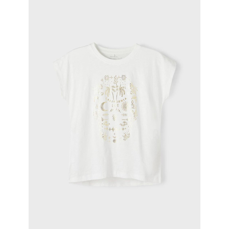 T-shirt paillete dorée falivibes blanc fille - Name It
