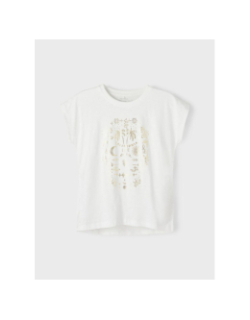 T-shirt paillete dorée falivibes blanc fille - Name It