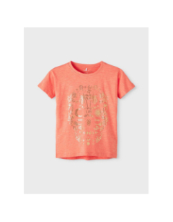 T-shirt paillete dorée falivibes orange fille - Name It
