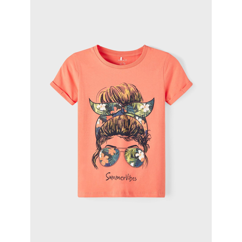 T-shirt summer vibes farine orange fille - Name It