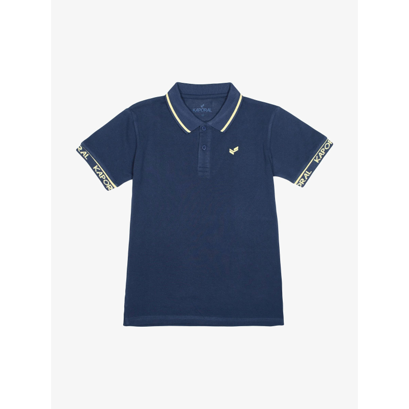 Polo uni prost détails jaune bleu marine garçon - Kaporal