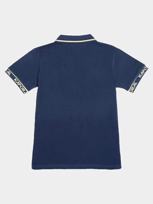 Polo uni prost détails jaune bleu marine garçon - Kaporal