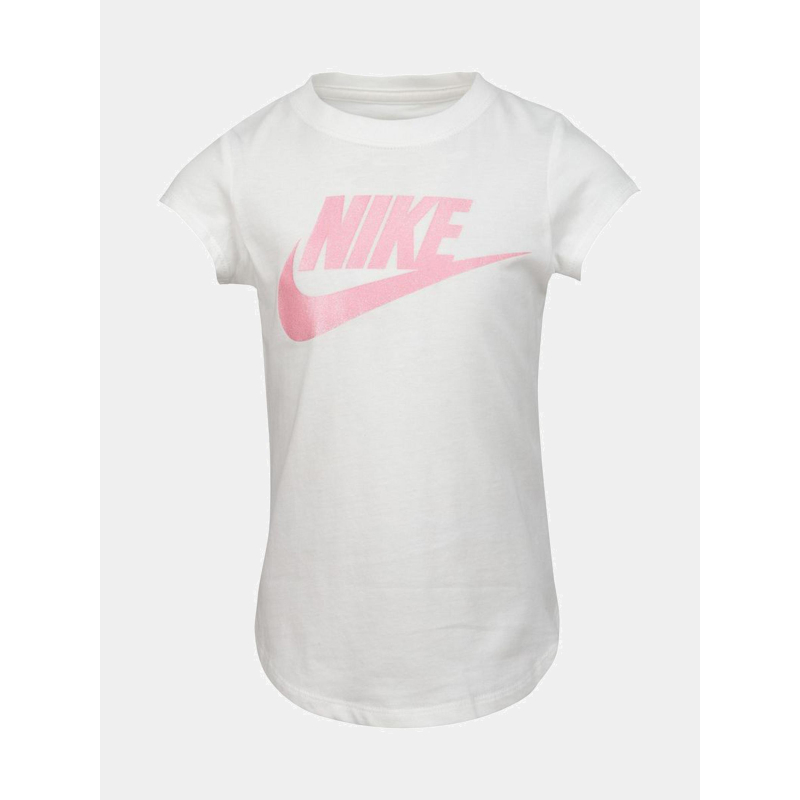 T-shirt futura logo paillette rose blanc fille - Nike