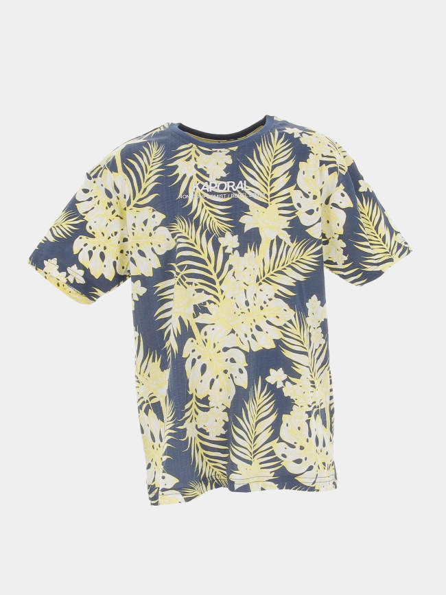 T-shirt à fleurs pepit bleu jaune garçon - Kaporal