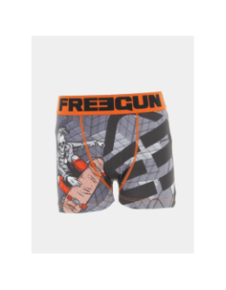 Boxer squelette skate gris orange garçon - Freegun