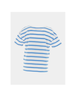 T-shirt marinière fleurs bleu blanc fille - Little Marcel