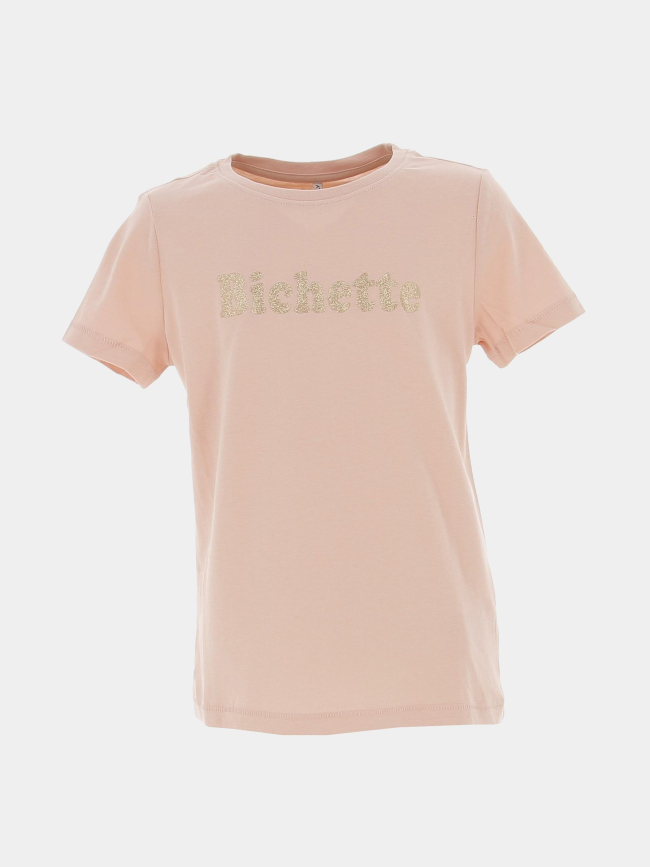 T-shirt bichette kogorla rose fille - Only