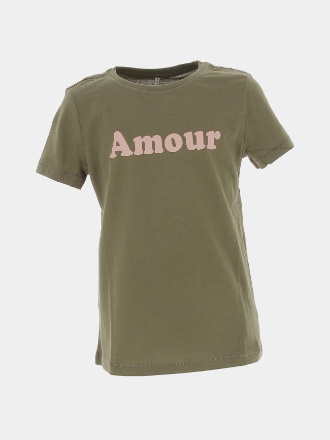 T-shirt amour kogorla kaki fille - Only