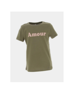 T-shirt amour kogorla kaki fille - Only