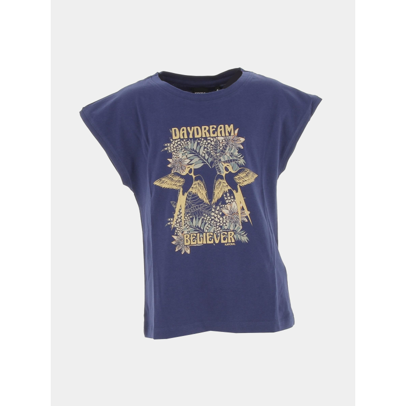 T-shirt oiseaux fosh doré bleu marine fille - Kaporal