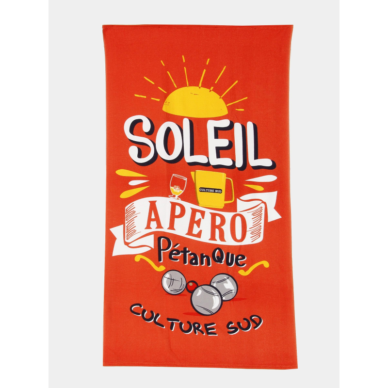 Serviette de plage raillo apero petanque rouge - Culture Sud