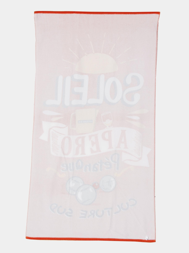 Serviette de plage raillo apero petanque rouge - Culture Sud