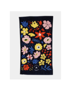 Serviette de plage rectangle à fleurs carnac bleu marine - Cabaïa
