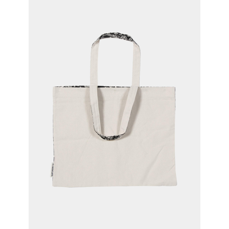 Sac cabas tote bag vintage imprimés noir beige Superdry wimod
