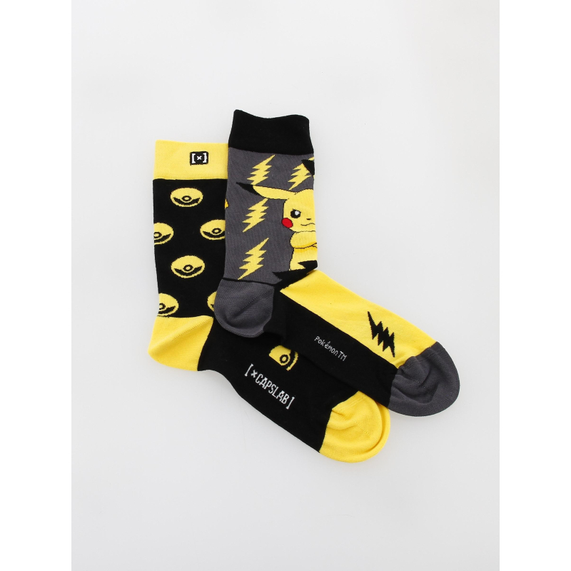 Chaussettes déparaillées pikachu noir jaune - Capslab