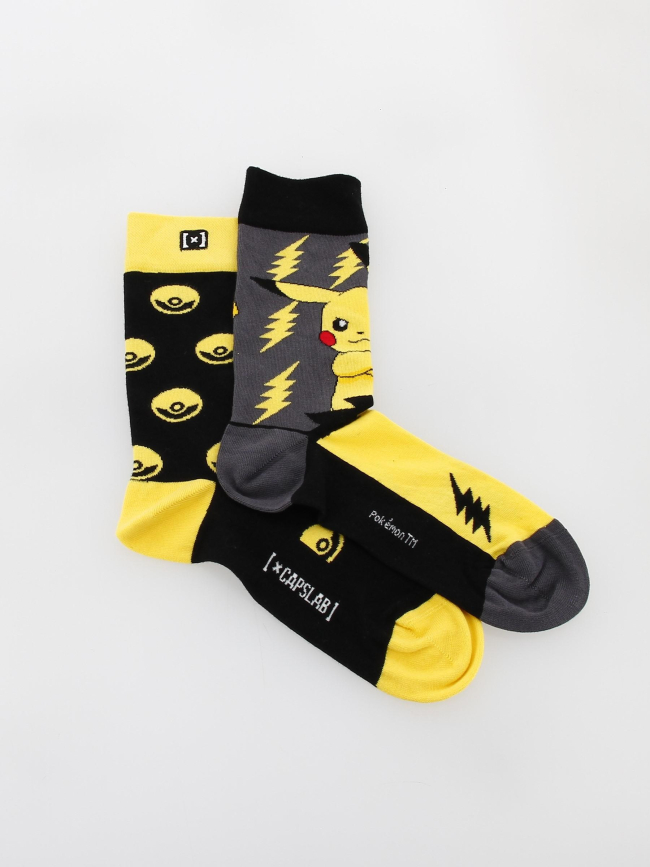 Chaussettes déparaillées pikachu noir jaune - Capslab