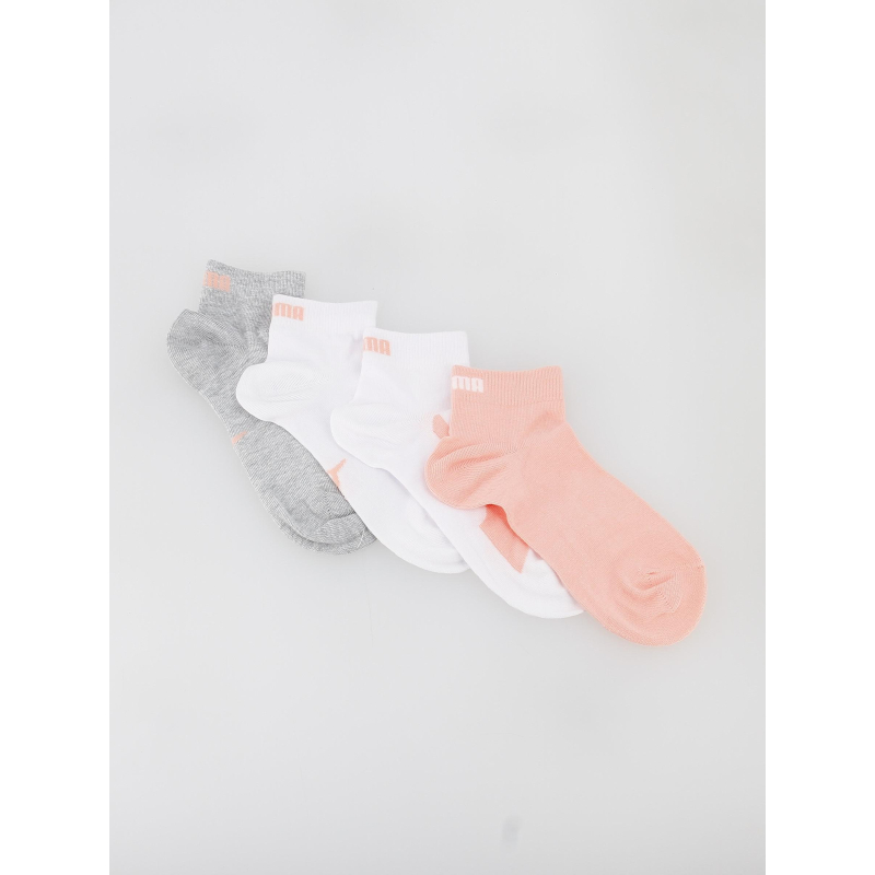Pack 4 paires de chaussettes quarter coral rose enfant - Puma