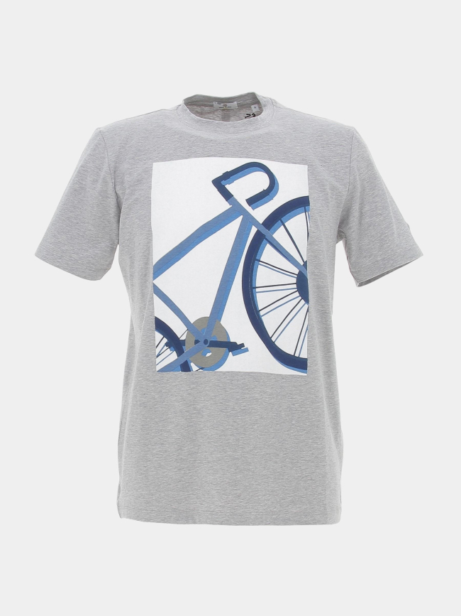 T-shirt print vélo gris chiné homme - Serge Blanco