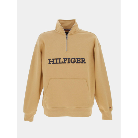 Sweat col zipp?� monotype marron homme - Tommy Hilfiger | wimod