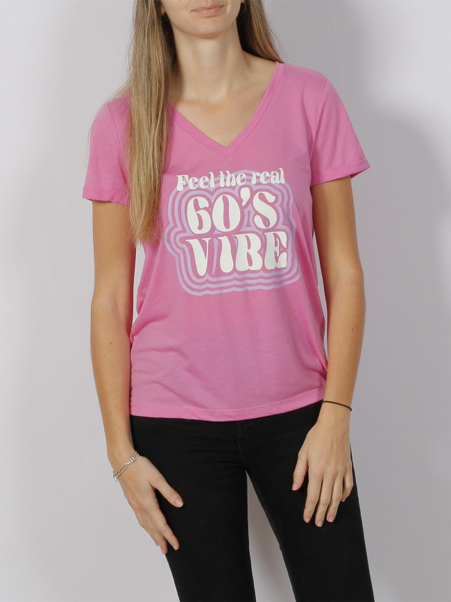 T-shirt 60's vibes tess rose femme - Vero Moda