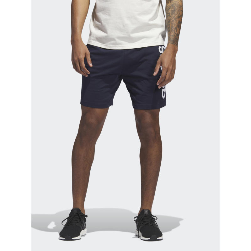 Short jogging linear logo bleu marine homme - Adidas