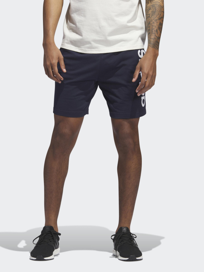 Short jogging linear logo bleu marine homme - Adidas