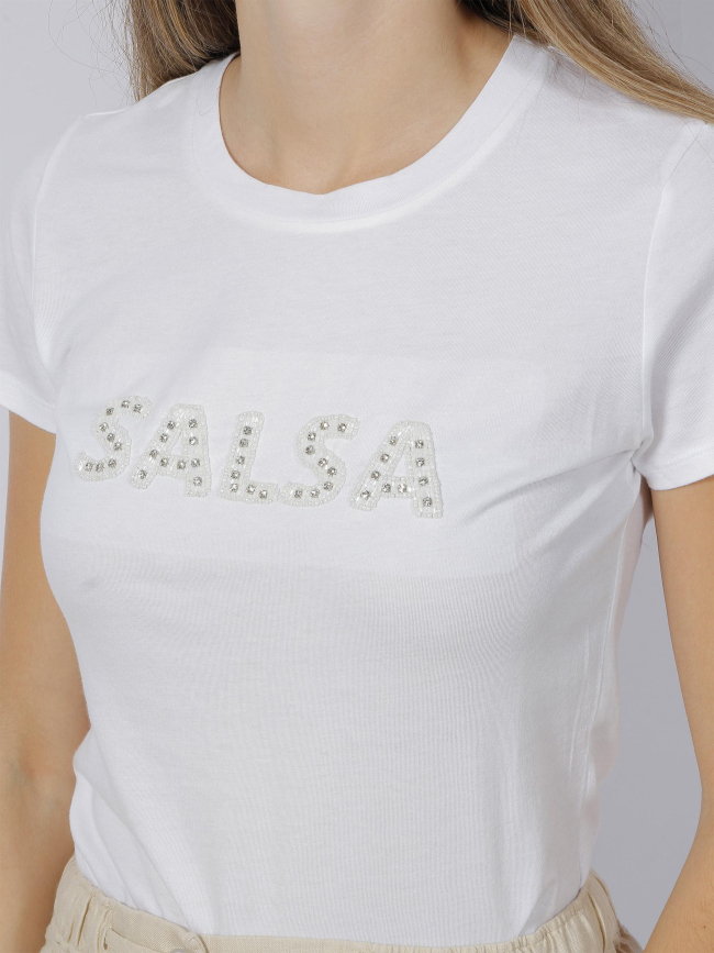 T-shirt sequin strass logo blanc femme - Salsa