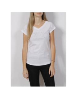T-shirt optic strass logo blanc femme - Armani Exchange