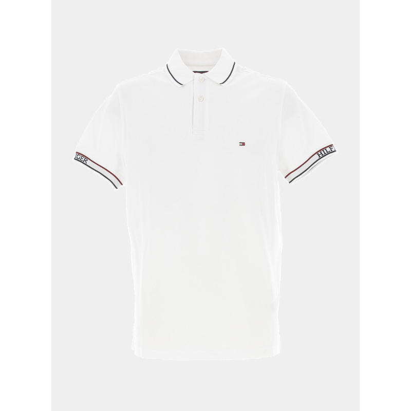 Polo logo knitted tape blanc homme - Tommy Hilfiger