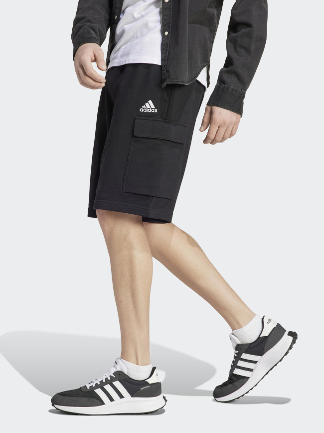 Short jogging cargo logo brodé noir homme - Adidas