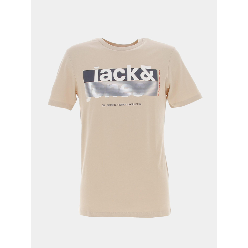 T-shirt coelias core 90 logo beige homme - Jack & Jones