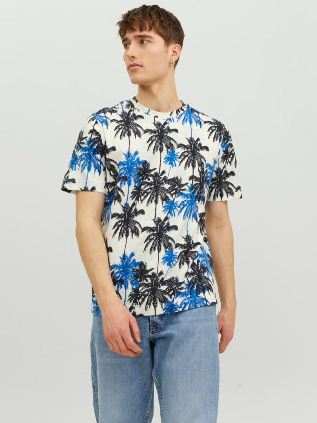 T-shirt palmier tulum blanc bleu homme - Jack & Jones