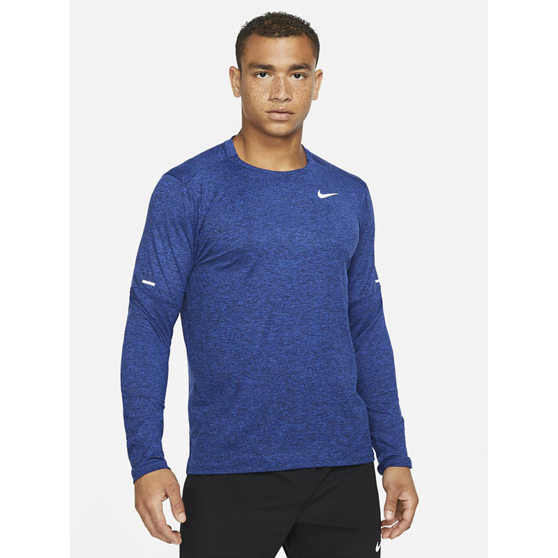 T-shirt manches longues de running bleu chiné homme - Nike