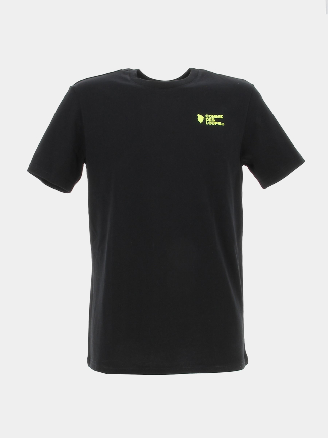 T-shirt uni logo jaune fluo noir homme - Comme Des Loups
