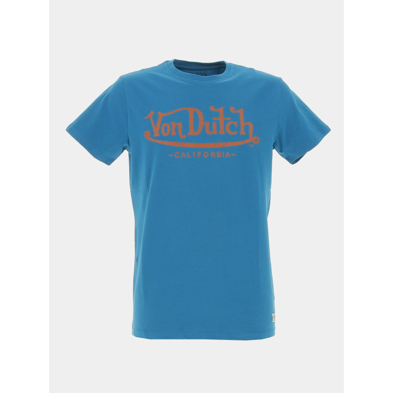 T-shirt life logo orange bleu turquoise homme - Von Dutch