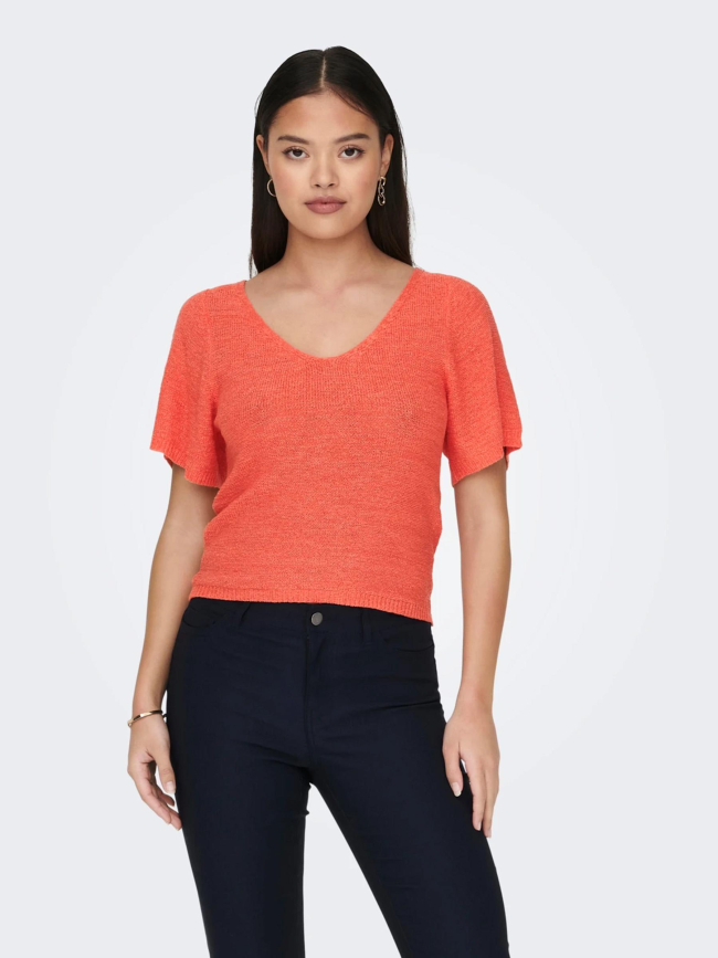 T-shirt maille desha orange corail femme - Jacqueline De Yong