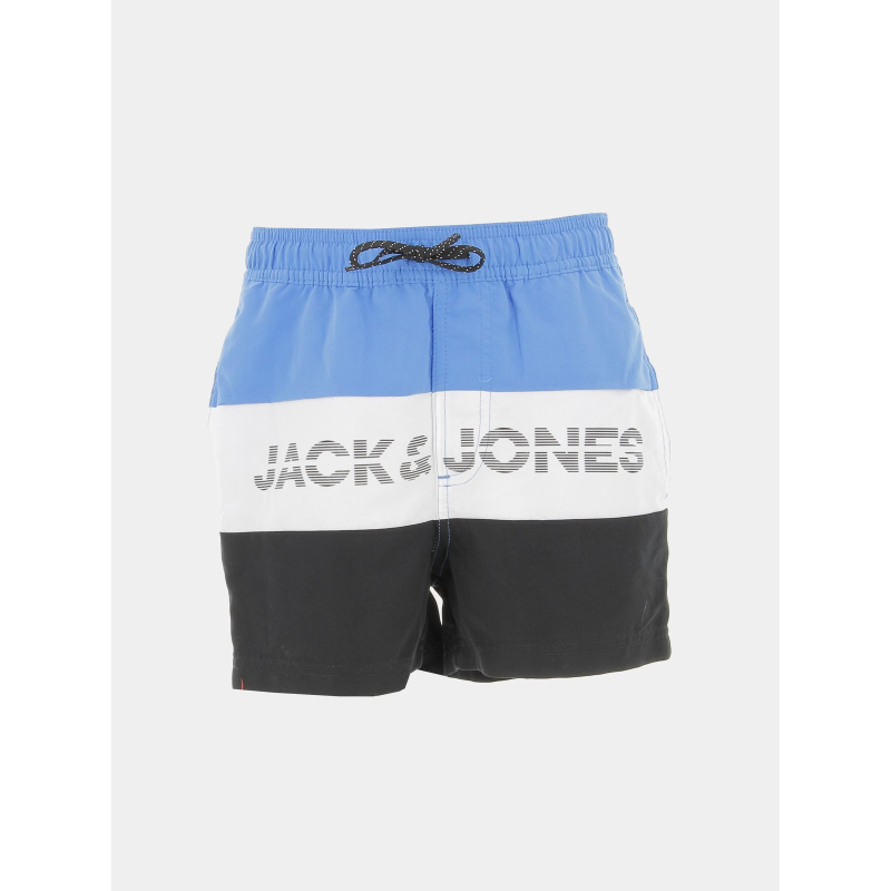 Short de bain colorblock fiji bleu blanc noir enfant - Jack & Jones