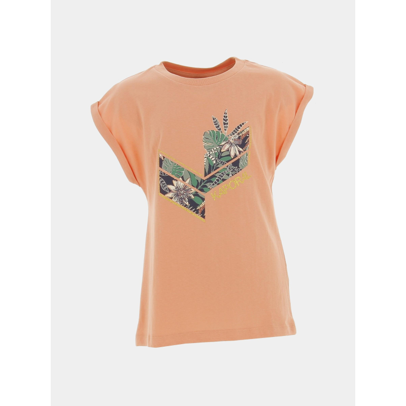 T-shirt logo fleurs fori orange fille - Kaporal
