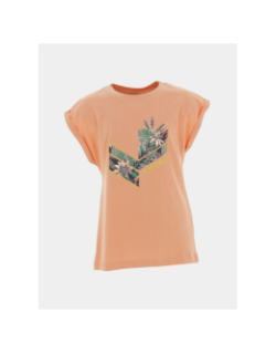 T-shirt logo fleurs fori orange fille - Kaporal
