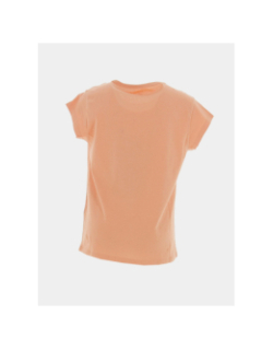 T-shirt logo fleurs doré foyce orange fille - Kaporal