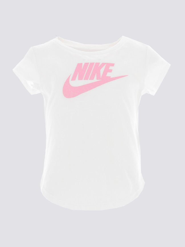 T-shirt logo paillette futura rose blanc fille - Nike