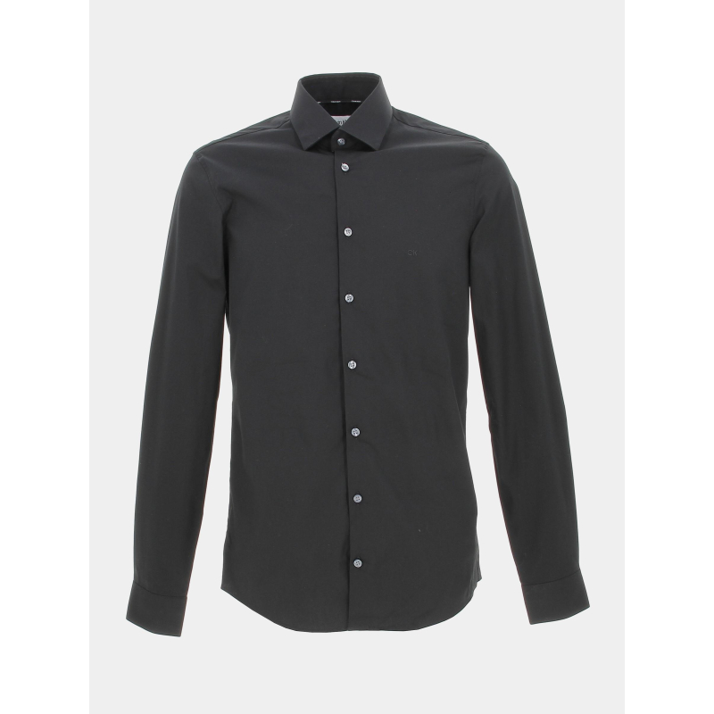 Chemise slim manches longues poplin noir homme - Calvin Klein