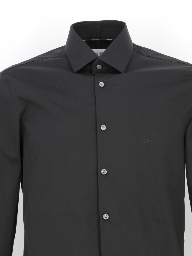 Chemise slim manches longues poplin noir homme - Calvin Klein