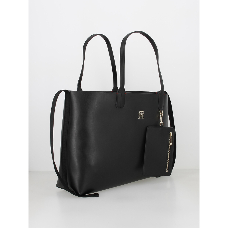 Sac cabas iconic tote monogramme noir femme Tommy Hilfiger